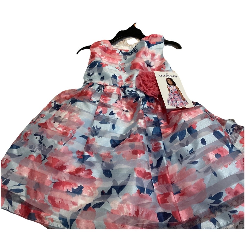 Joan Michelle Toddler Size 2 Sleeveless Pink And Blue Striped Petticoat Dress‎